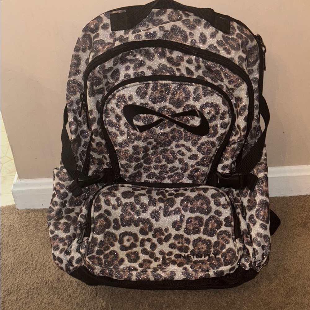 Leopard Print Backpack with Black Accents